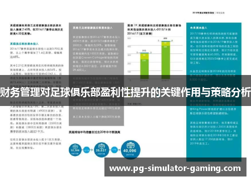 财务管理对足球俱乐部盈利性提升的关键作用与策略分析 财务管理对足球俱乐部盈利性提升的关键作用与策略分析